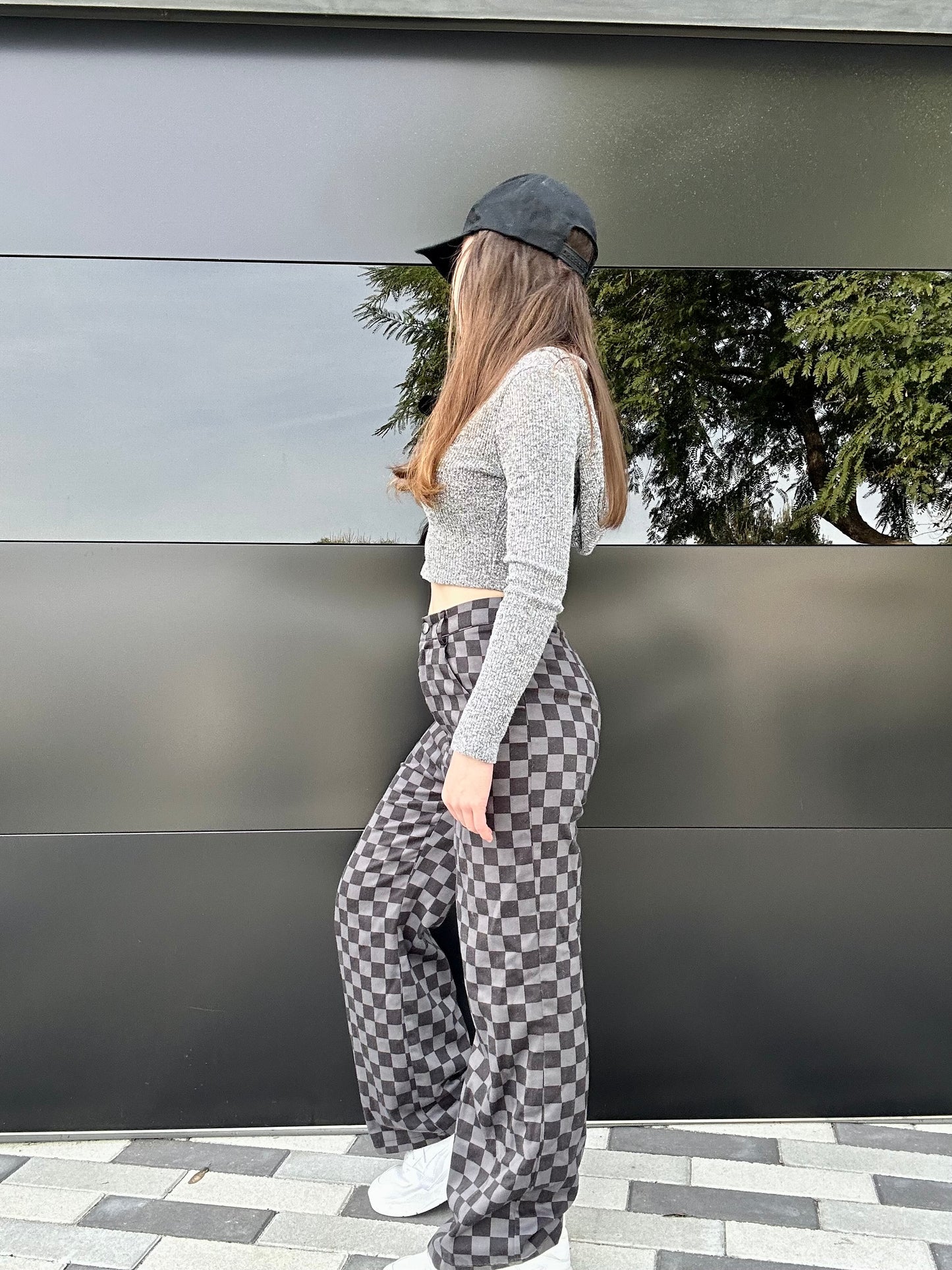 Petite Checkerboard Pants – High Waisted Streetwear Style