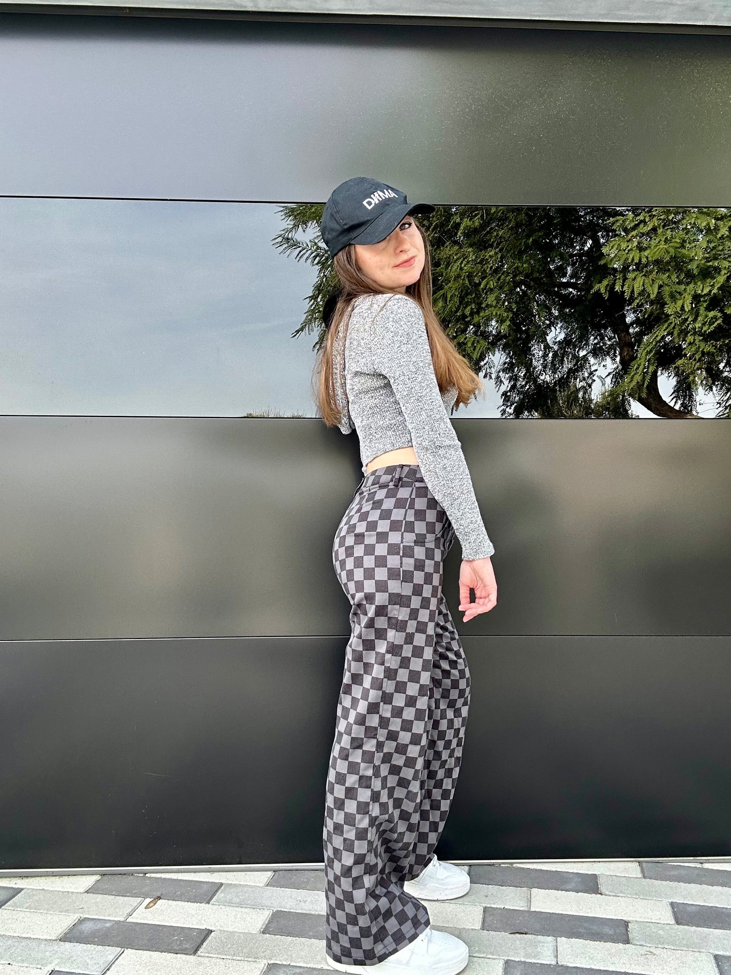 Petite Checkerboard Pants – High Waisted Streetwear Style