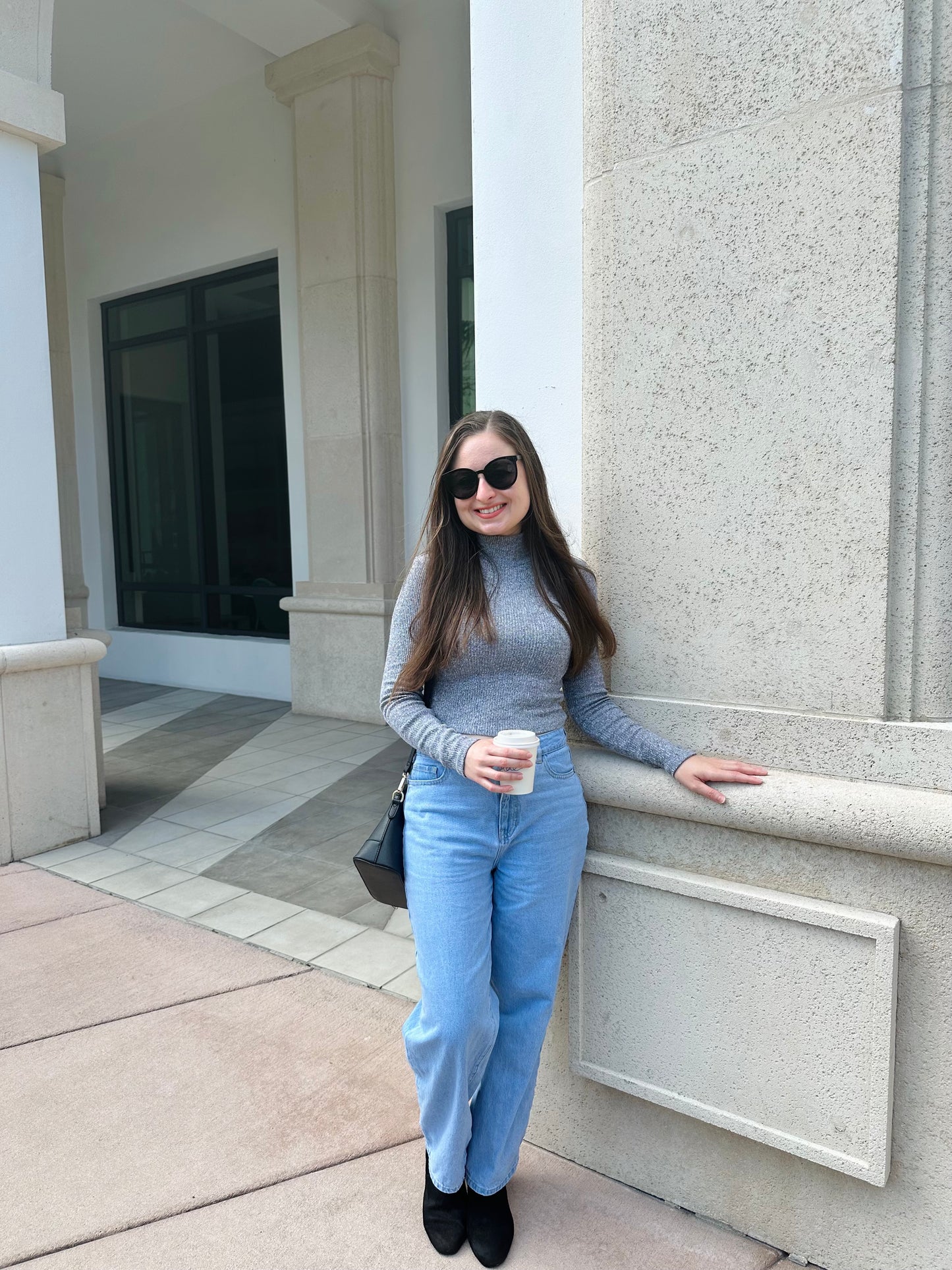 Mock Neck Long Sleeve Top - Gray