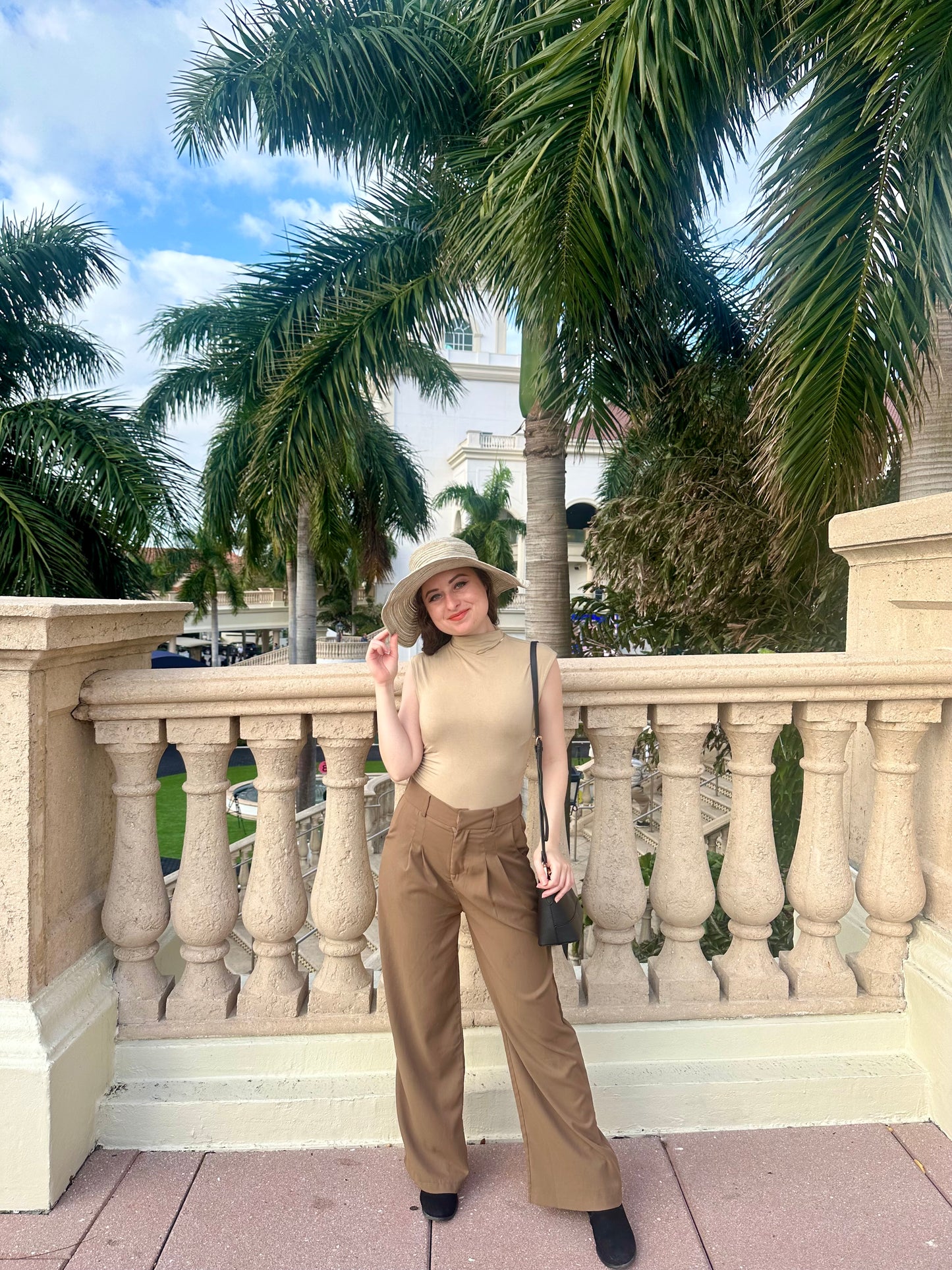 High Waisted Pleated Wide Leg Dress Pants - Chocolate Brown