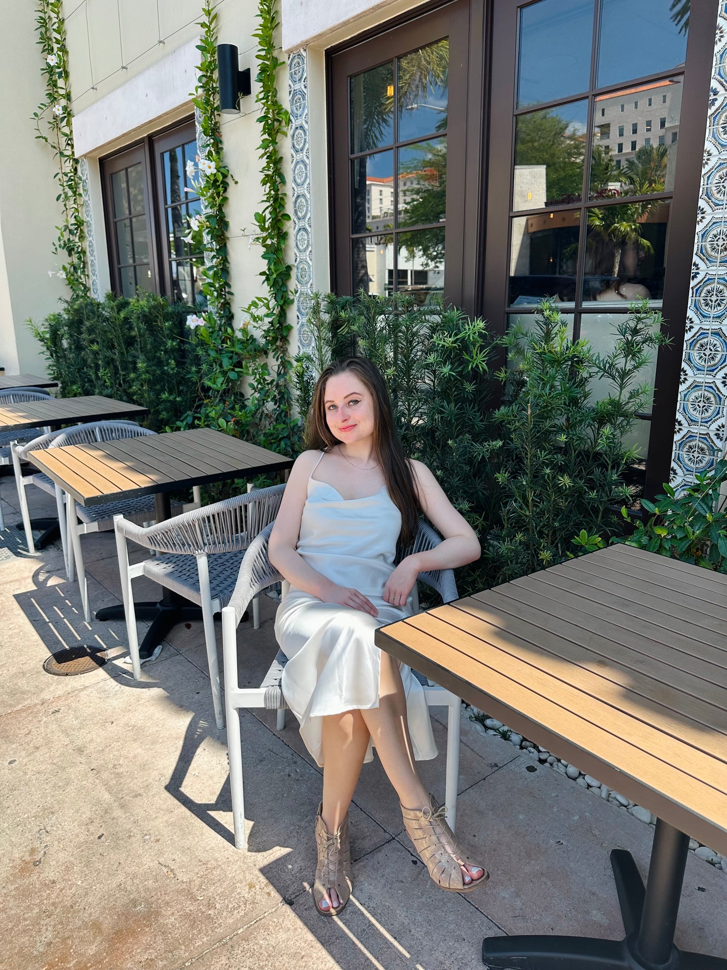 Petite Satin Midi Dress - Ivory