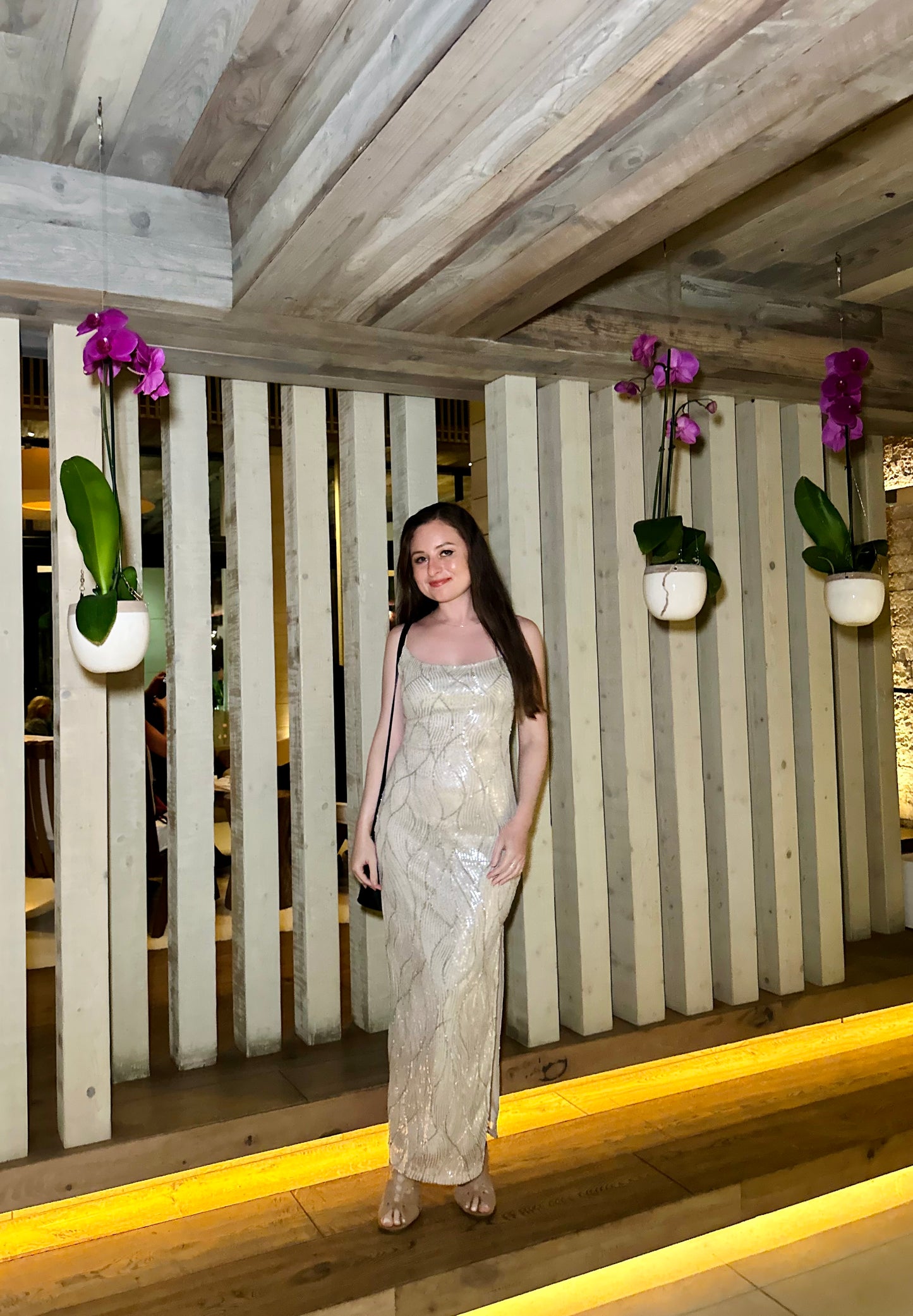 Petite Sequin Maxi Dress - Champagne