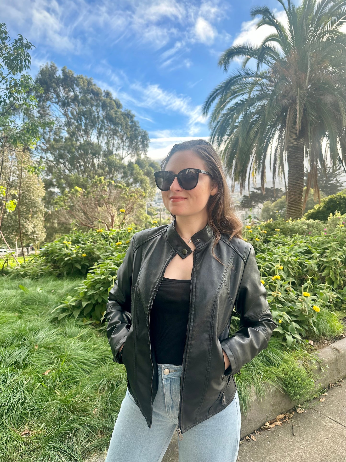 Women's Faux Leather Jacket - Black