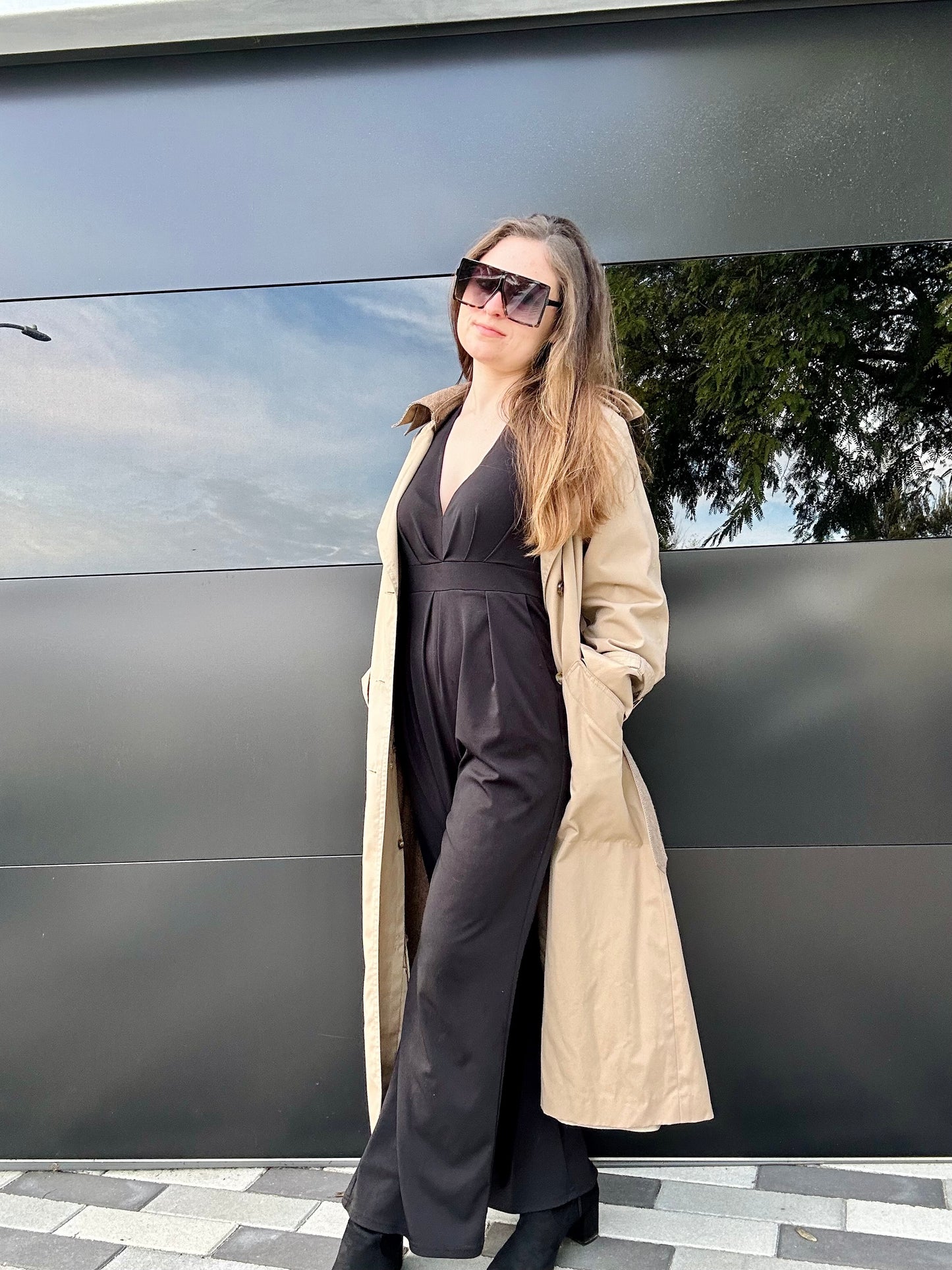 Petite Maxi Wide Leg Jumpsuit - Black