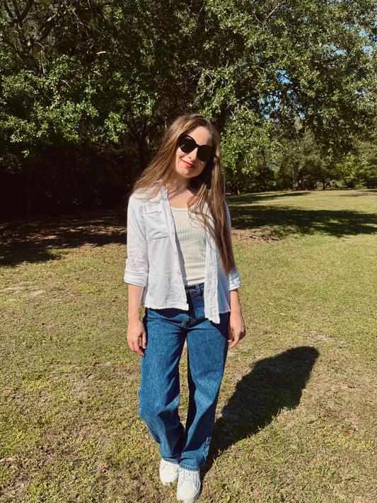Petite High Rise Relaxed Fit Boyfriend Jeans - Dark Wash