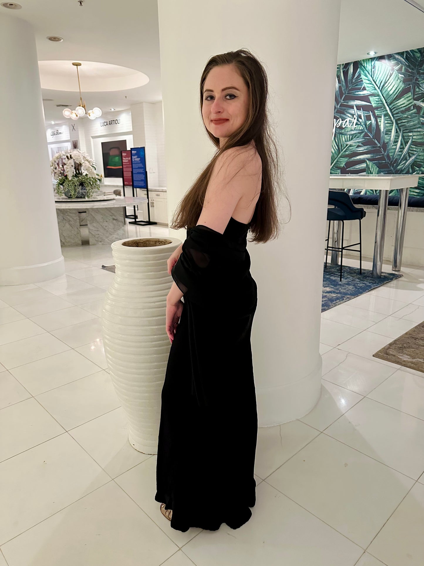 Petite Satin Floral Maxi Dress - Black