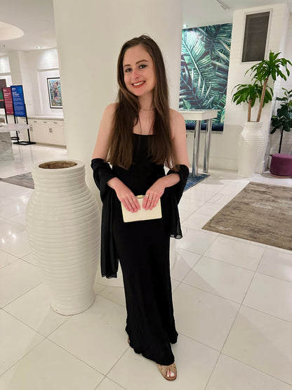 Petite Satin Floral Maxi Dress - Black