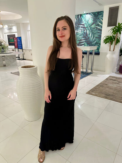 Petite Satin Floral Maxi Dress - Black