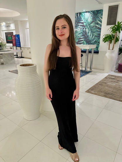 Petite Satin Floral Maxi Dress - Black