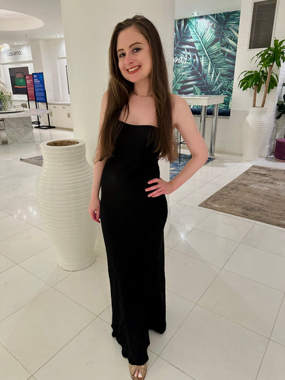 Petite Satin Floral Maxi Dress - Black