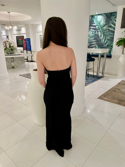 Petite Satin Floral Maxi Dress - Black