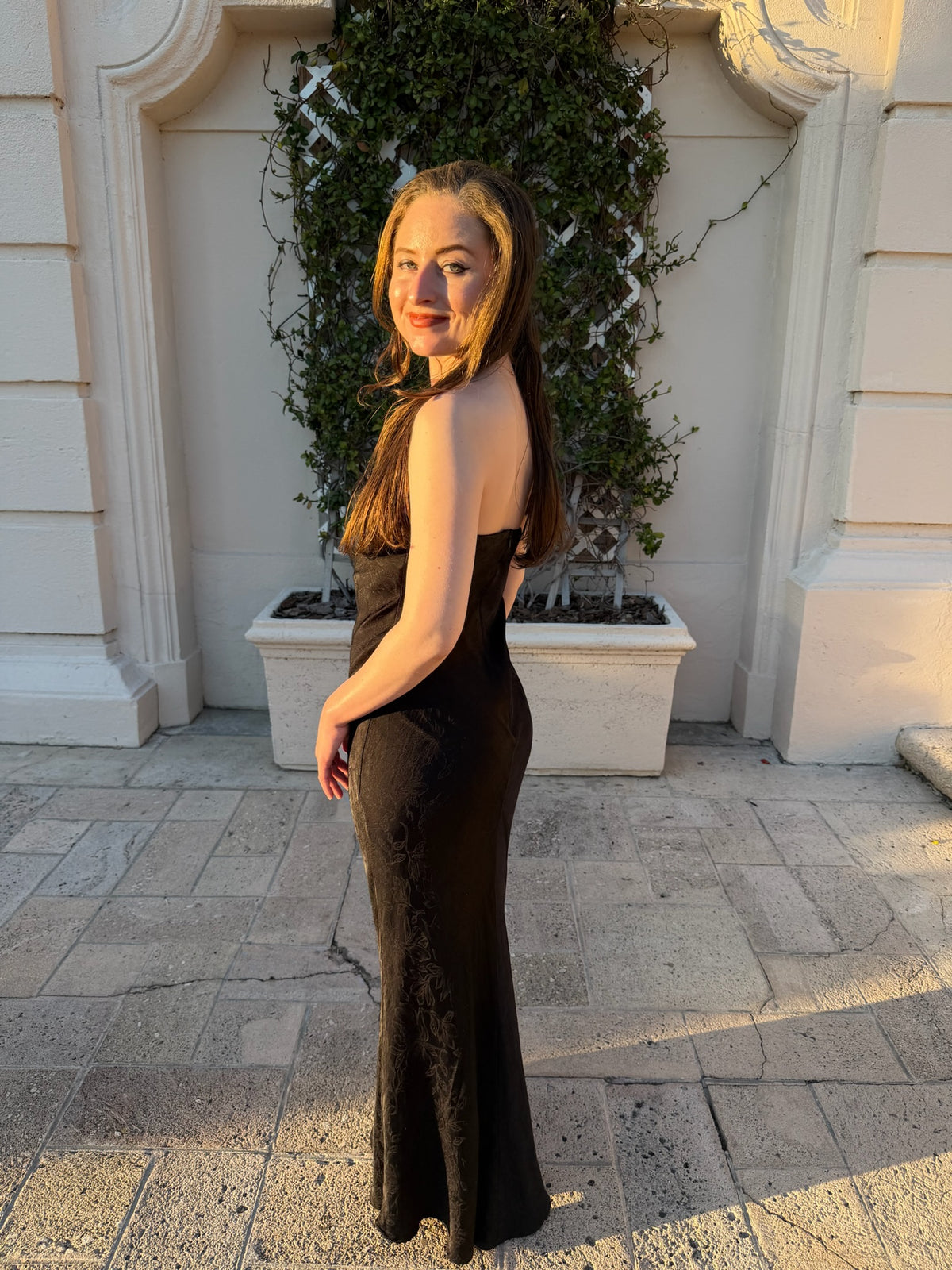 Petite Satin Floral Maxi Dress - Black