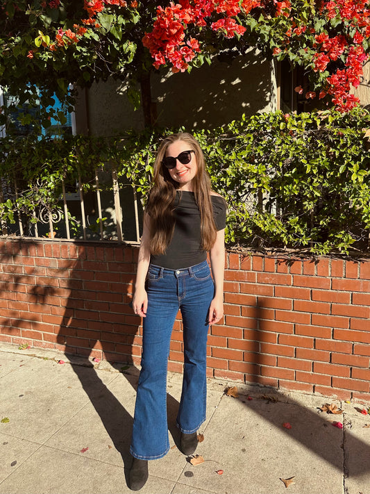 Petite Mid-Rise Flare Jeans - Dark Wash