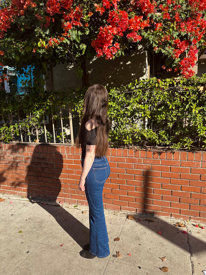 Petite Mid-Rise Flare Jeans - Dark Wash