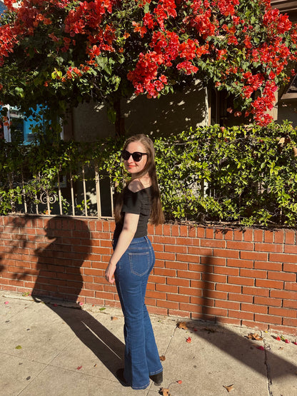 Petite Mid-Rise Flare Jeans - Dark Wash