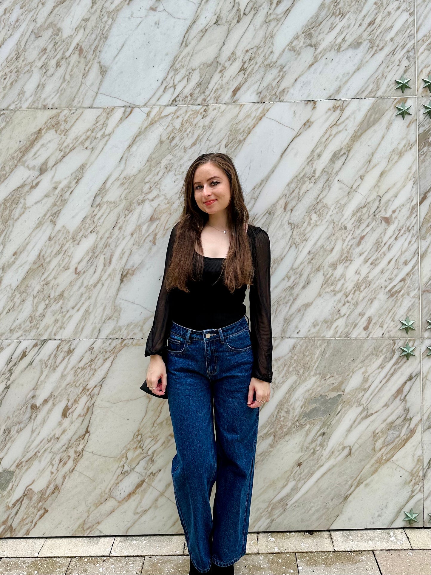 Petite High Rise Relaxed Fit Boyfriend Jeans - Dark Wash