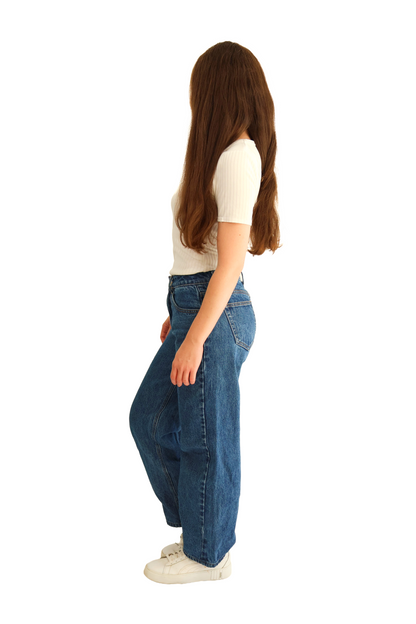 Petite High Rise Relaxed Fit Boyfriend Jeans - Dark Wash
