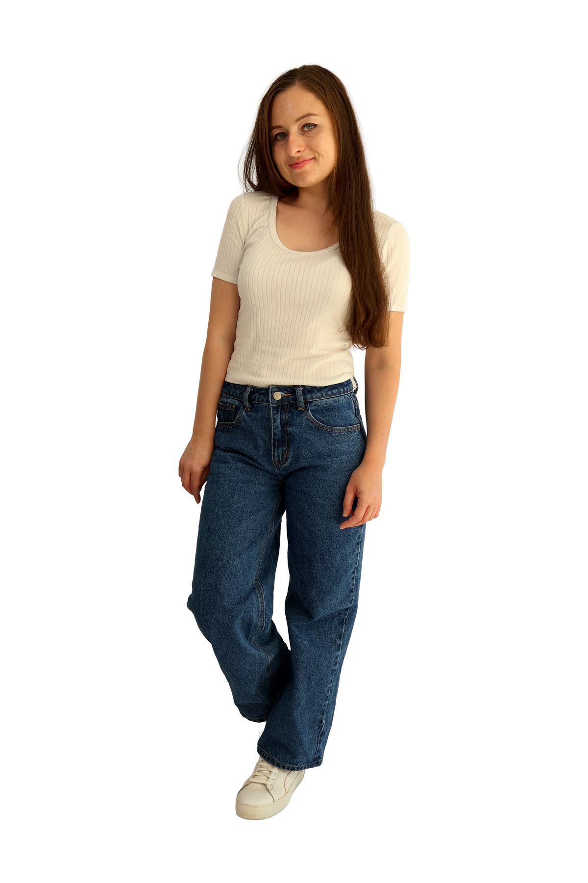 Petite High Rise Relaxed Fit Boyfriend Jeans - Dark Wash