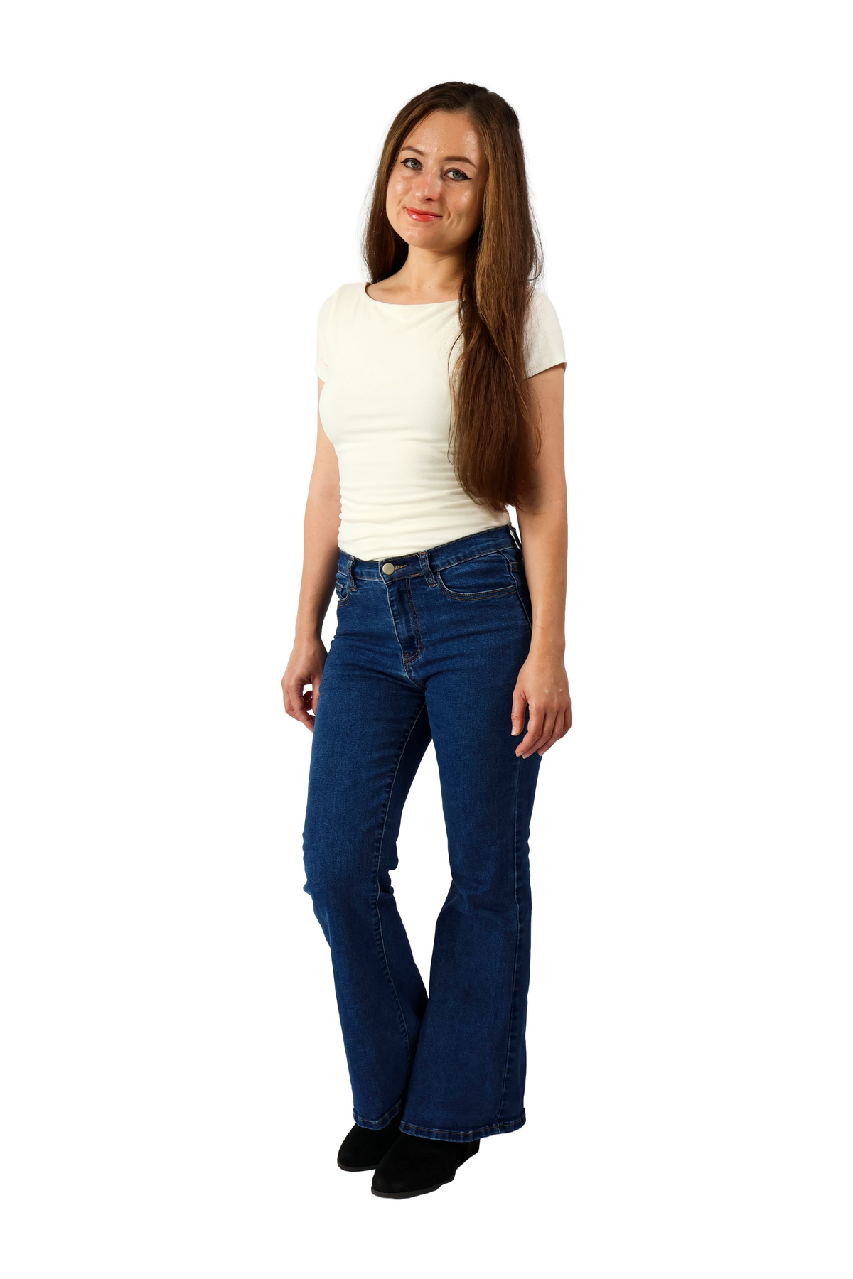 Petite Mid-Rise Flare Jeans - Dark Wash