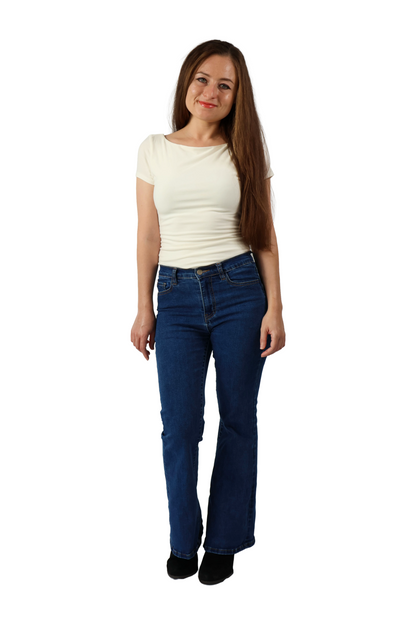 Petite Mid-Rise Flare Jeans - Dark Wash