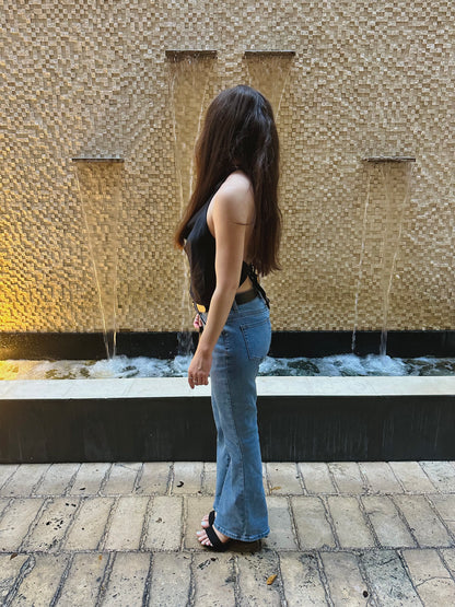 Petite Mid-Rise Flare Jeans - Medium Wash