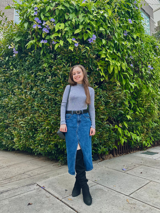 Petite Denim Midi Skirt