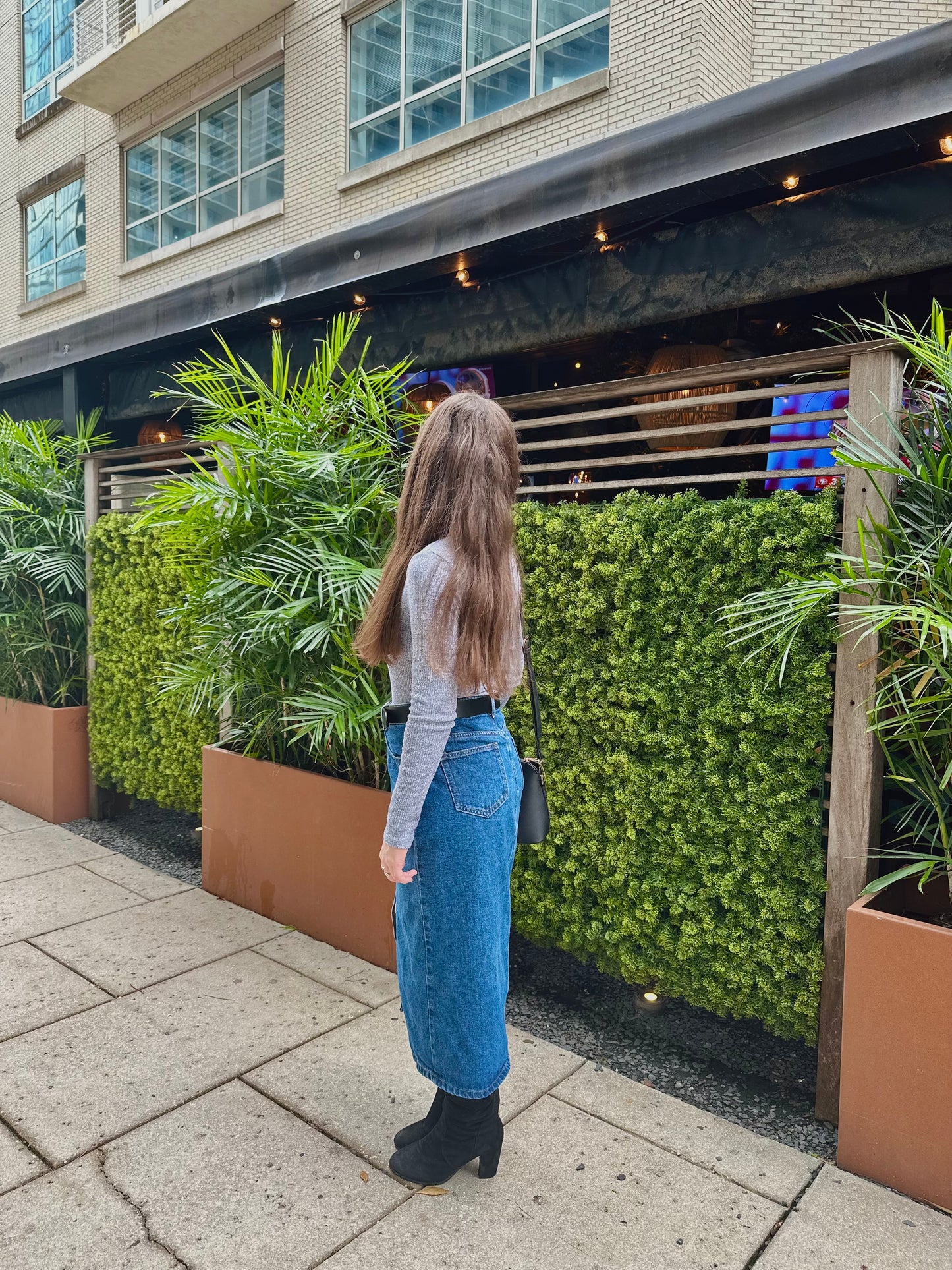 Petite Denim Midi Skirt