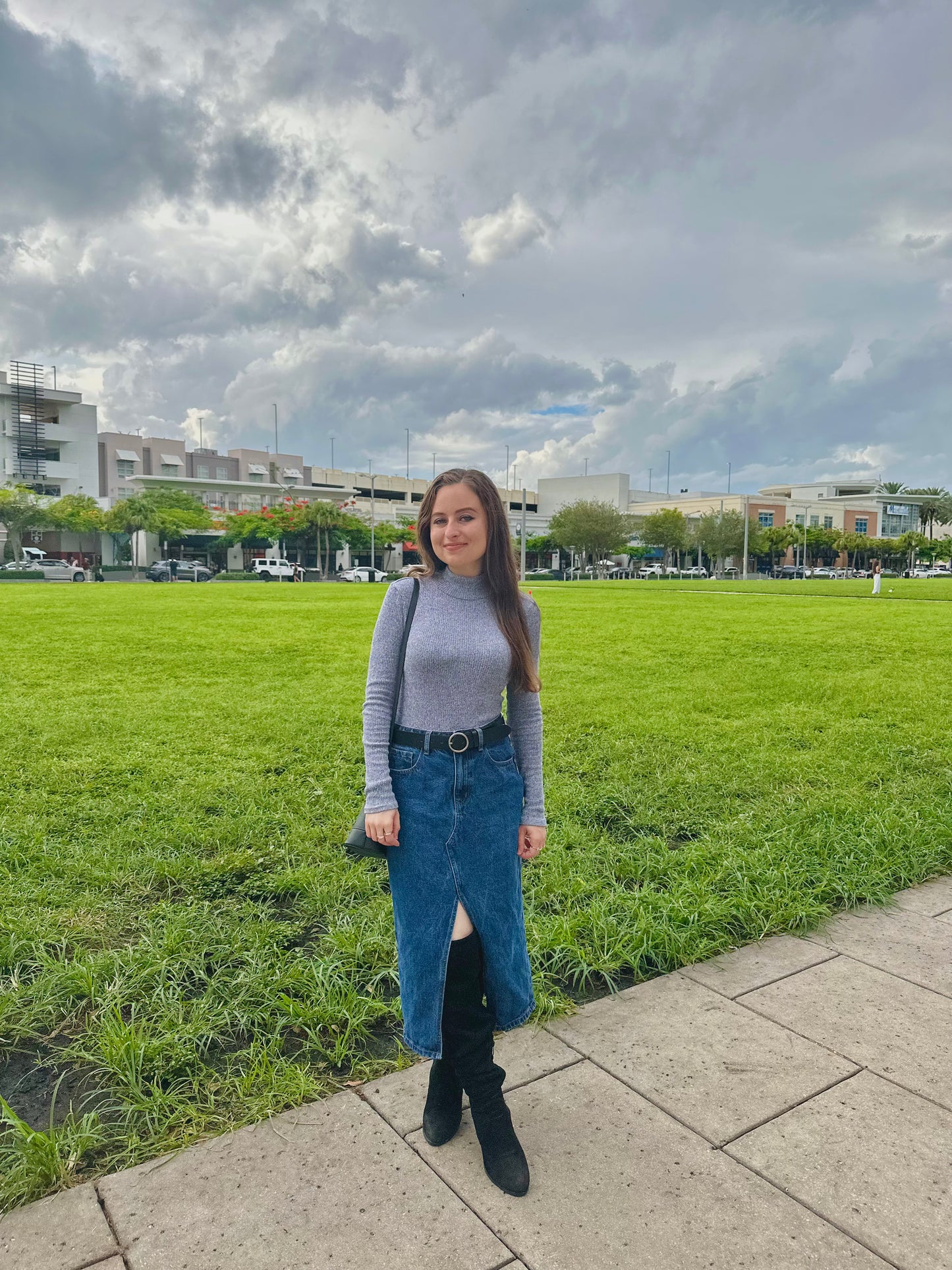 Petite Denim Midi Skirt