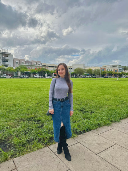 Petite Denim Midi Skirt