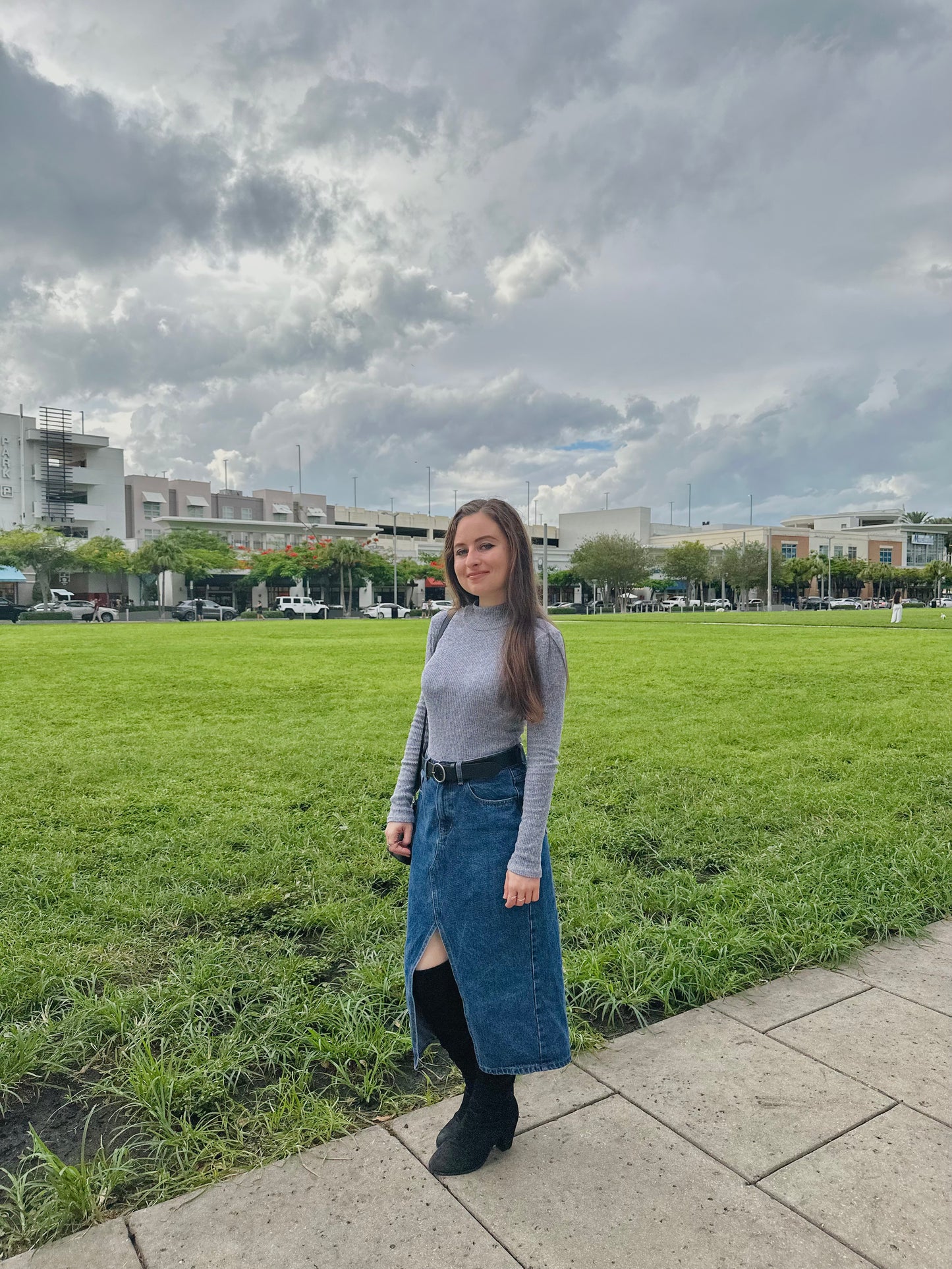 Petite Denim Midi Skirt