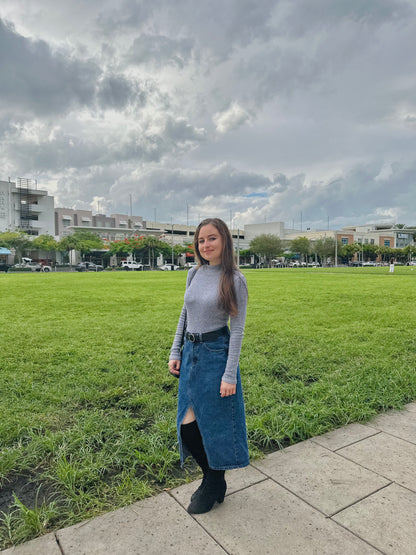 Petite Denim Midi Skirt