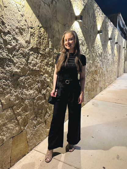 High Waisted Pleated Wide Leg Dress Pants - Black