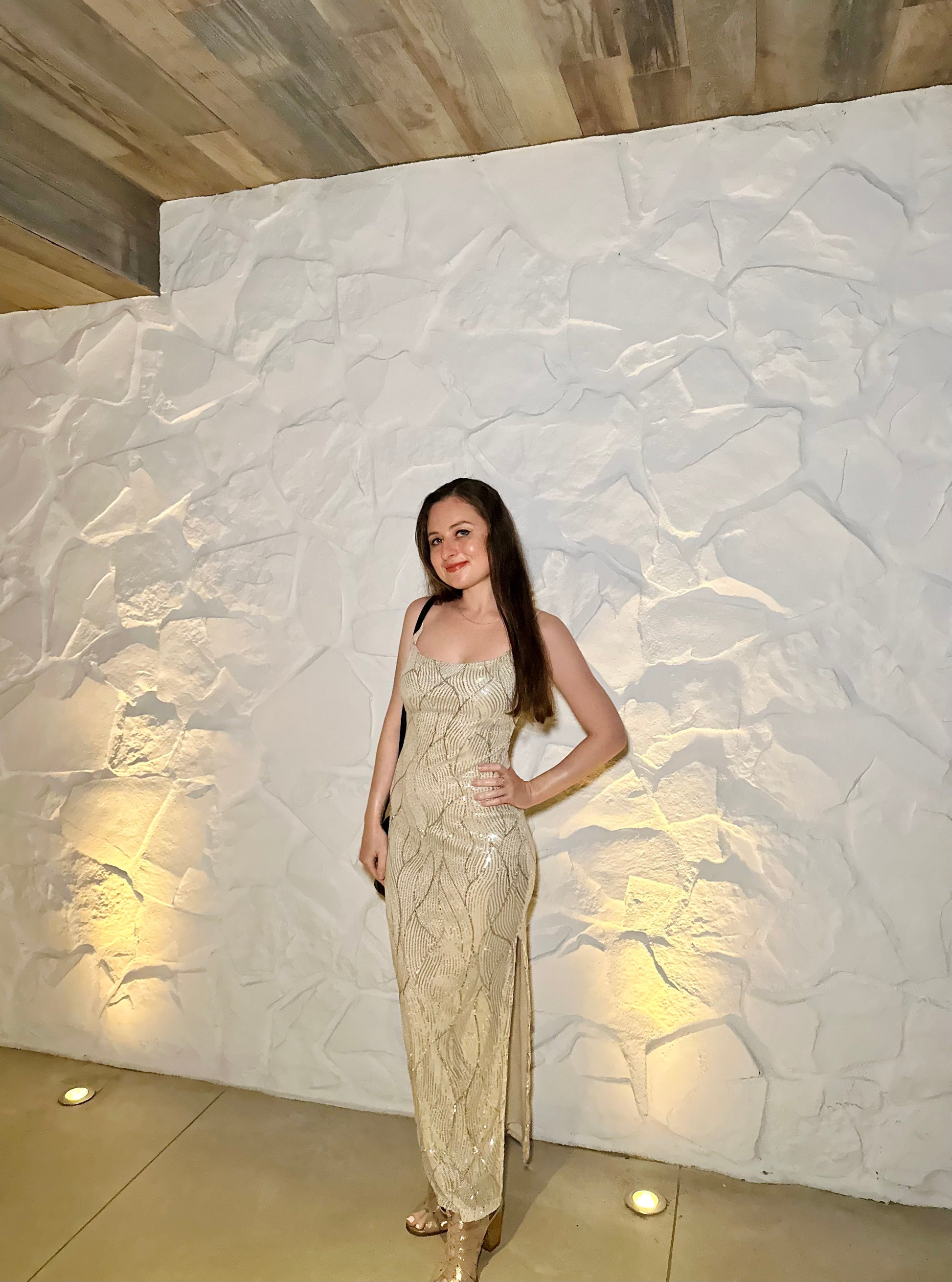Petite Sequin Maxi Dress - Champagne DIIMA Apparel Petite Sequin Maxi Dress - Champagne DIIMA Apparel