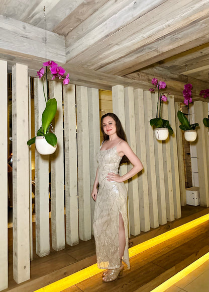 sequin maxi dress petite Peach Oasis Petite Sequin Ruffle Detail Maxi Dress