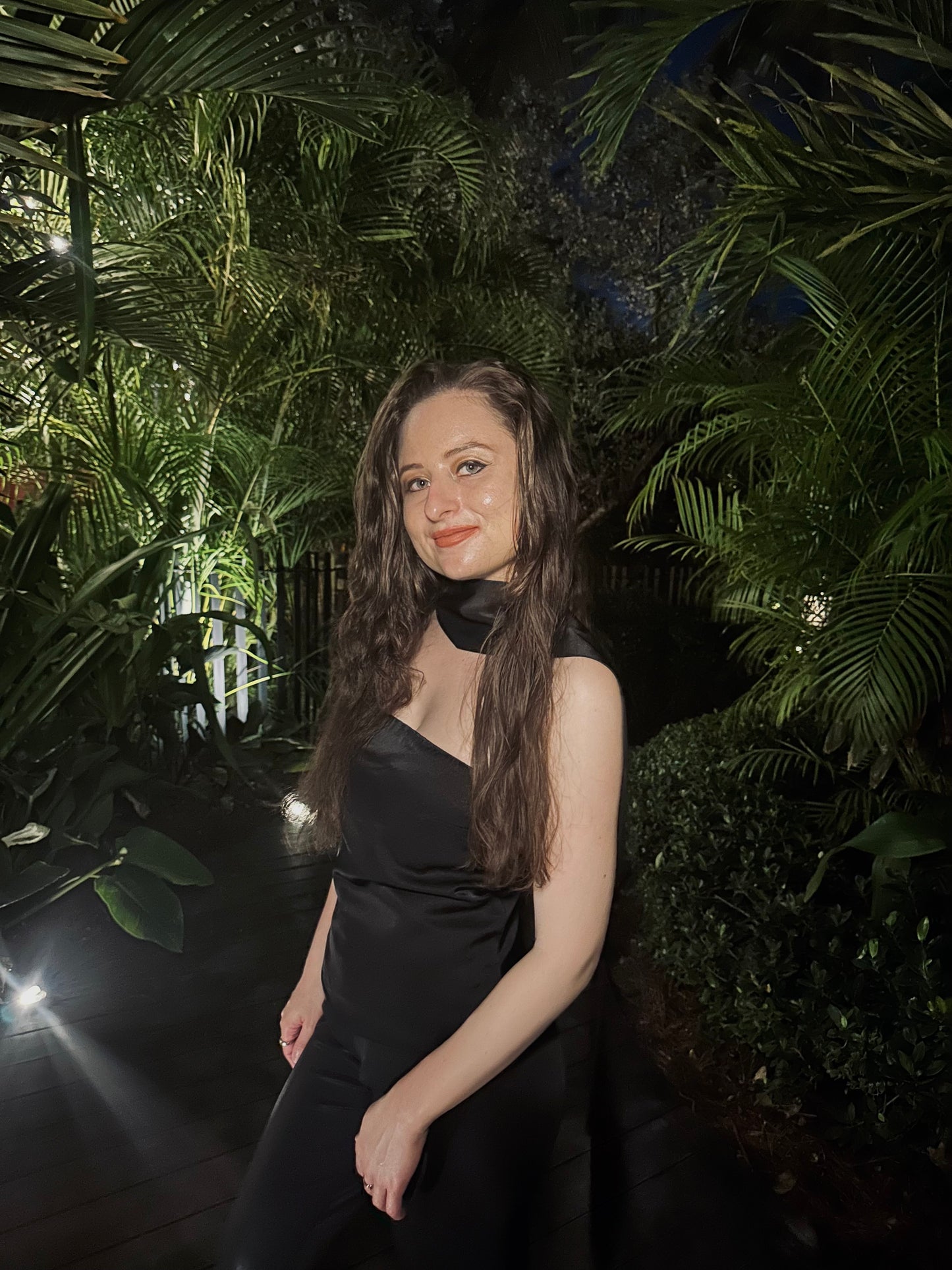 Satin Tube Top with Neck Scarf