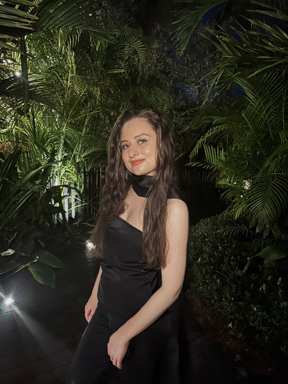 Satin Tube Top with Neck Scarf