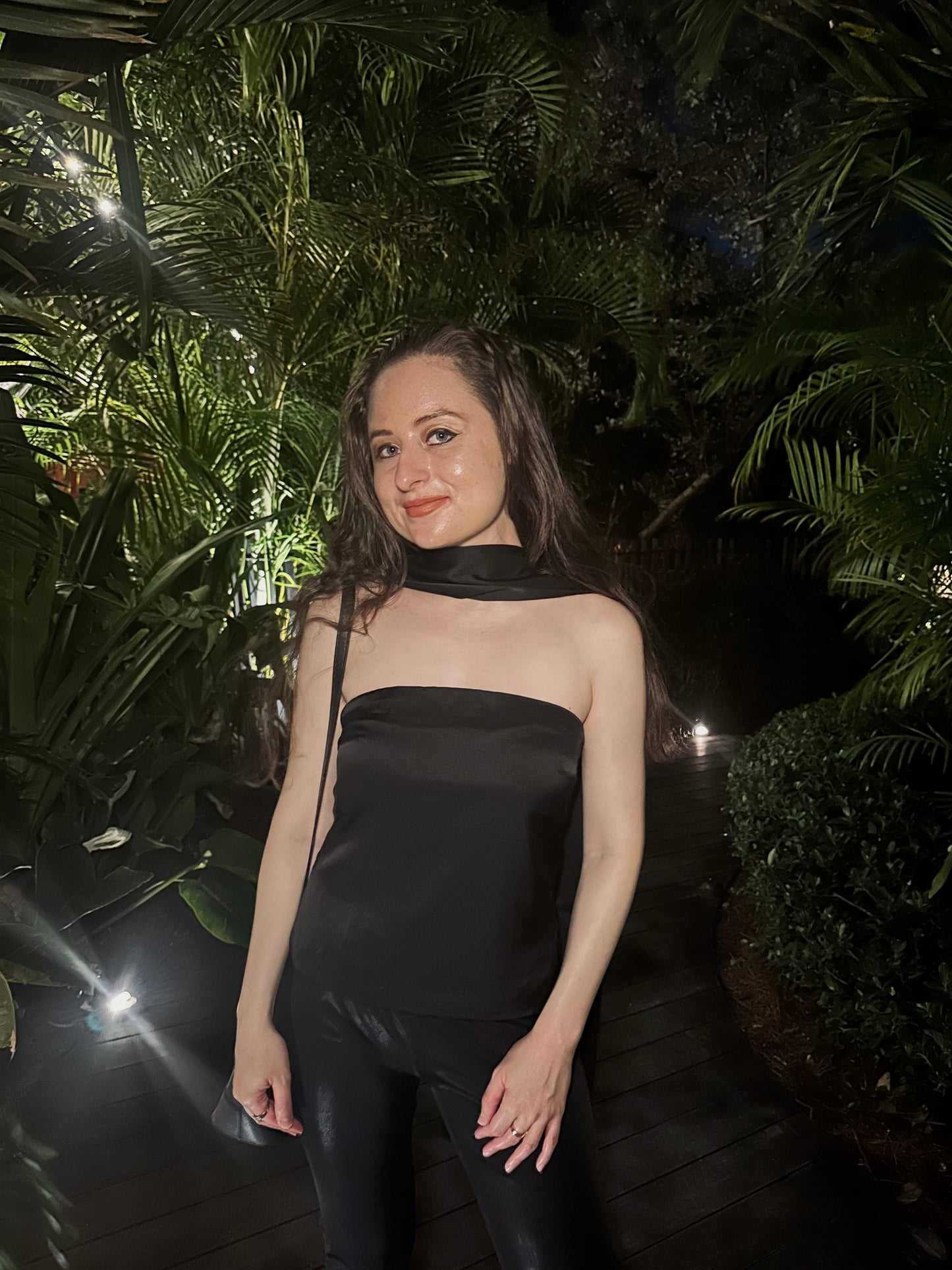 Satin Tube Top with Neck Scarf