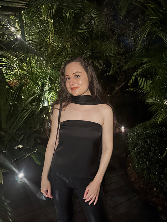 Satin Tube Top with Neck Scarf