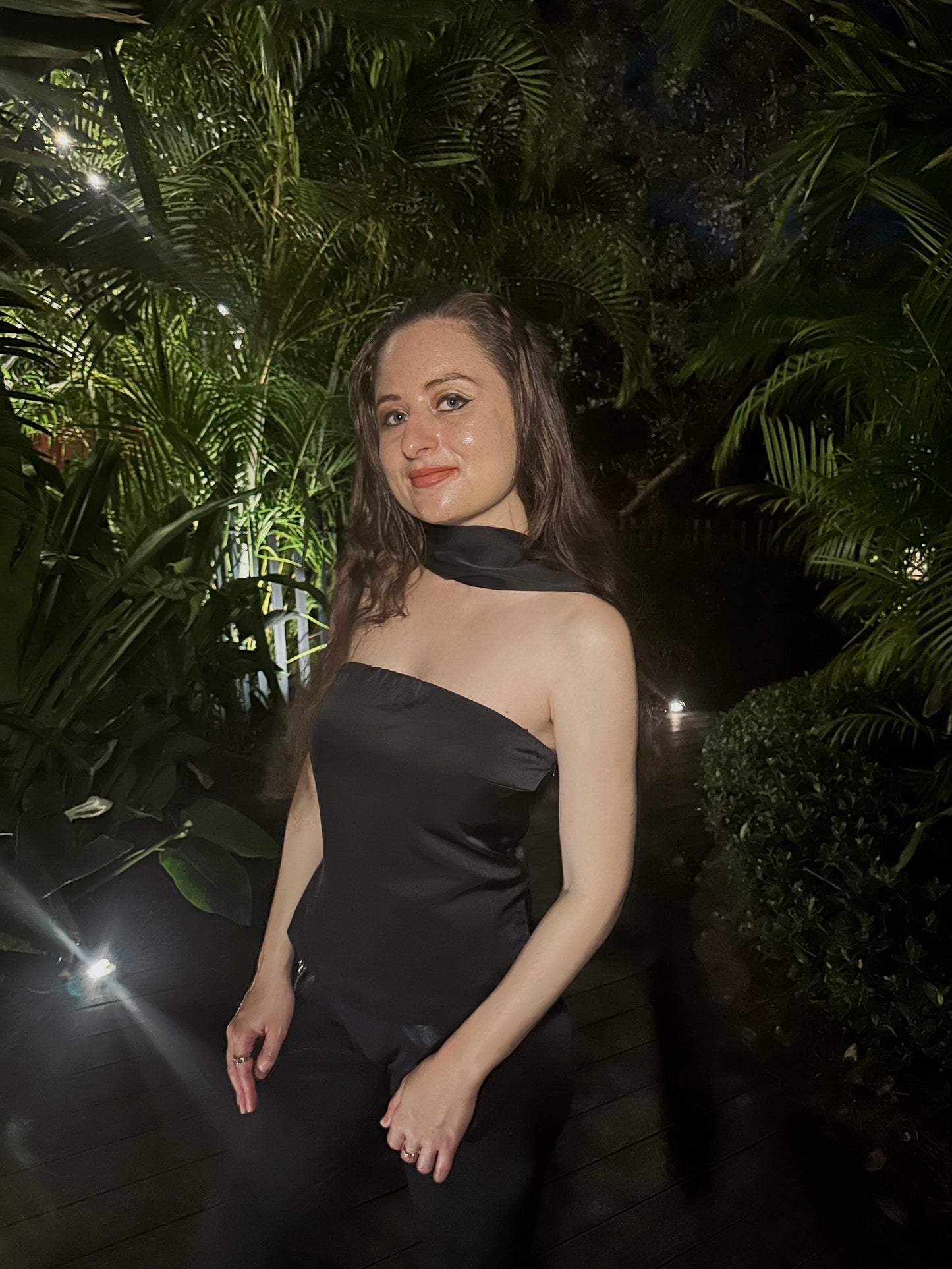 Satin Tube Top with Neck Scarf