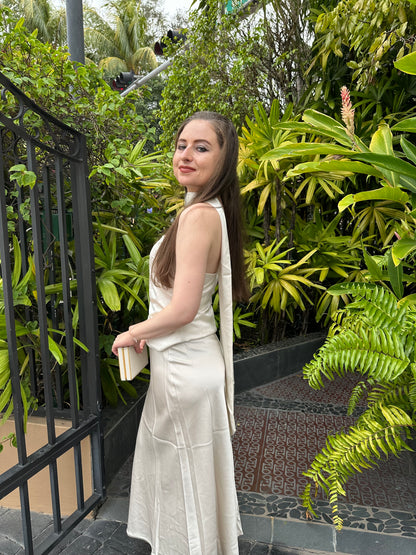 Satin Tube Top with Neck Scarf