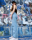 Petite High Rise Straight Leg Boyfriend Jeans main image 1
